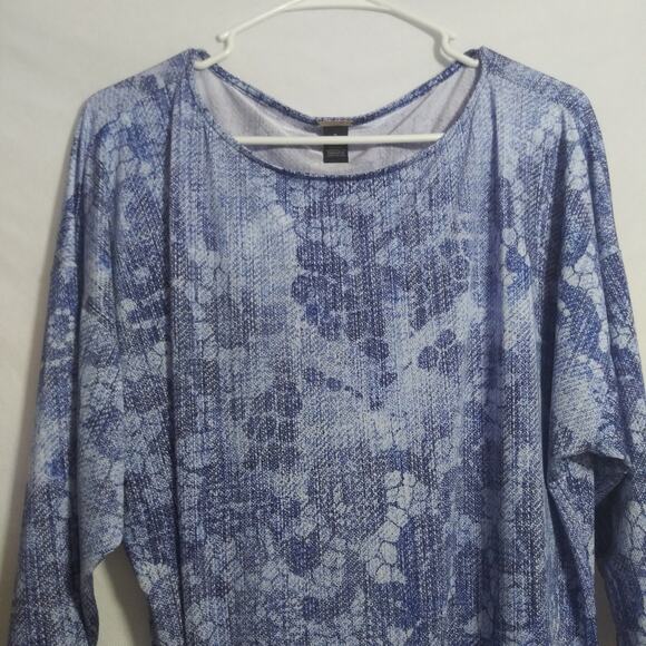 Chicos Black Label Blue Side Tie Drop Shoulder Tunic Top Womens Size 2 US Large - Picture 2 of 9